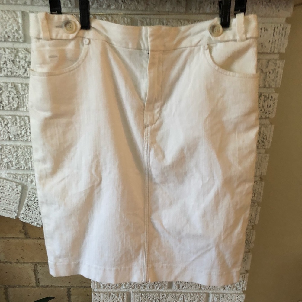 Banana Republic - White Denim Pencil Skirt 14